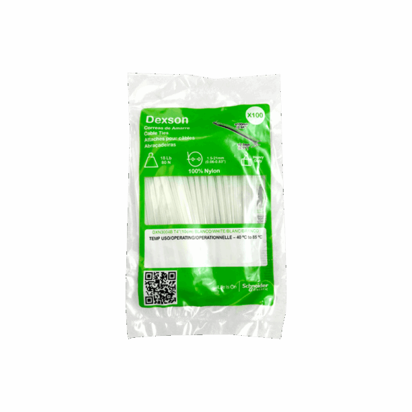 Amarras plásticas blancas Dexson 10 cm DXN3004B pack 100
