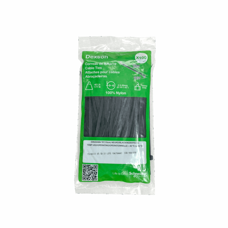 Amarras plásticas negras Dexson 15 cm DXN3006N paquete 100 unidades