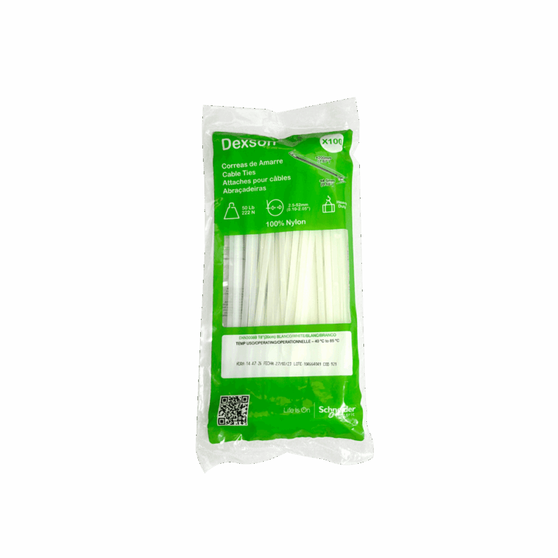 Amarras plásticas Dexson blancas 20 cm DXN3008B pack 100