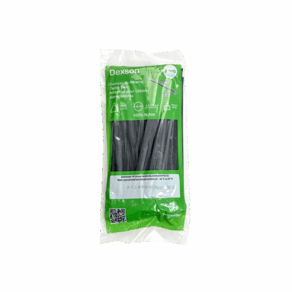 Amarras plásticas Dexson negras 20 cm DXN3008N pack 100 unidades