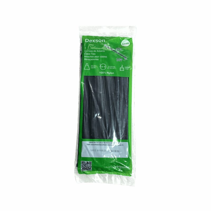 Amarras plásticas negras Dexson 25 cm DXN3010N paquete 100 unidades