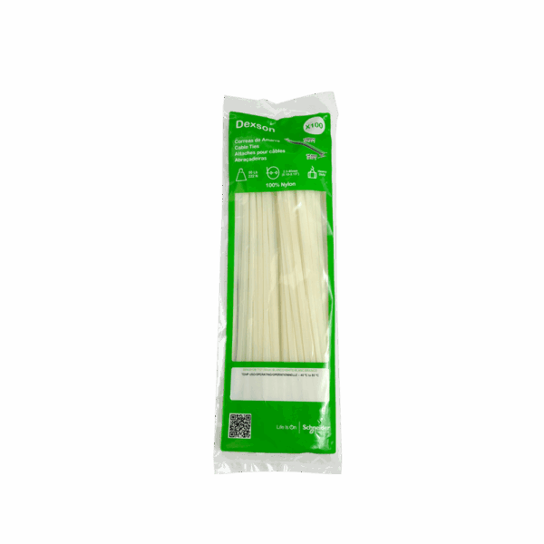 Amarras plásticas Dexson blancas 30 cm DXN3012B pack 100