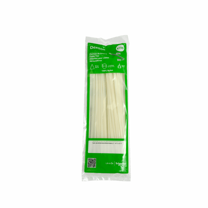 Amarras plásticas Dexson blancas 30 cm DXN3012B pack 100