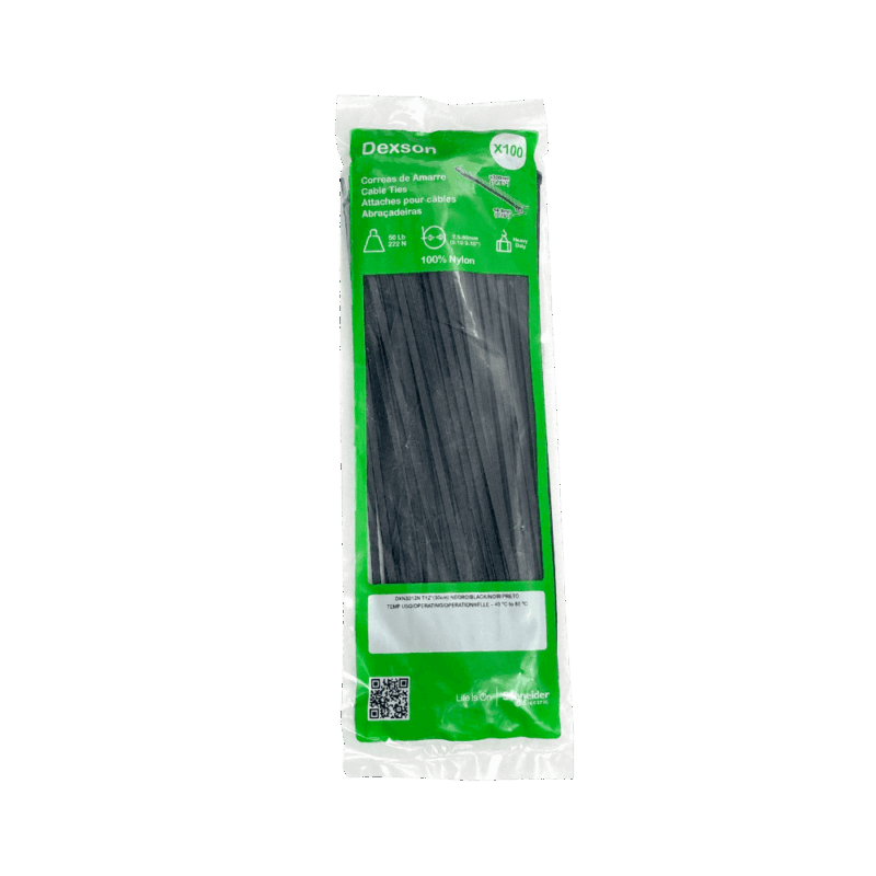 Cinchos de plástico Dexson negras 30 cm DXN3012N pack 100 unidades