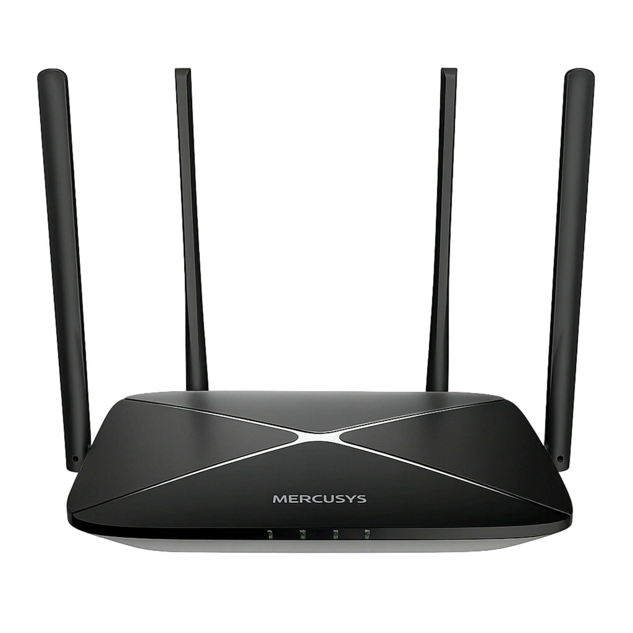 AC12G_EU_1.0front Router Mercusys AC12G vista frontal 4 antenas, Panel trasero puertos Gigabit Mercusys AC12G, Diagrama cobertura Beamforming AC12G.