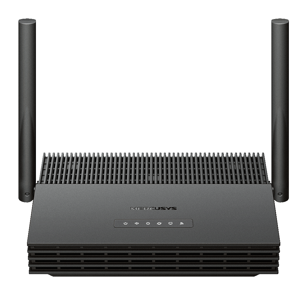 MF30G_BR_US_1.0_Front Mercusys MF30G vista frontal 2 antenas, Puertos Gigabit traseros ONU GPON MF30G, Diagrama conexión fibra óptica MF30G